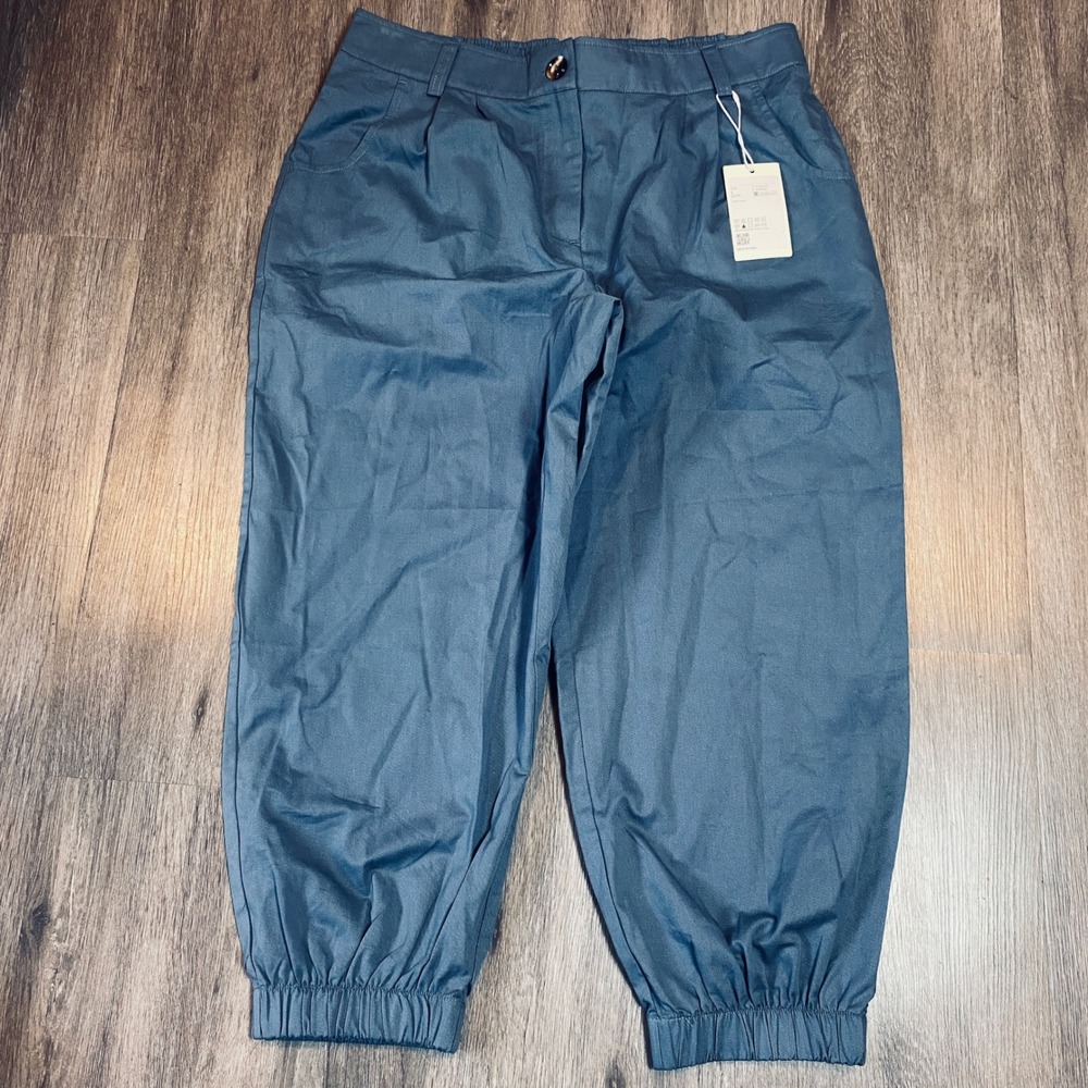 Halara Blue High Waisted Cotton Jogger Pants‎ Petite Large 02876703 NWT